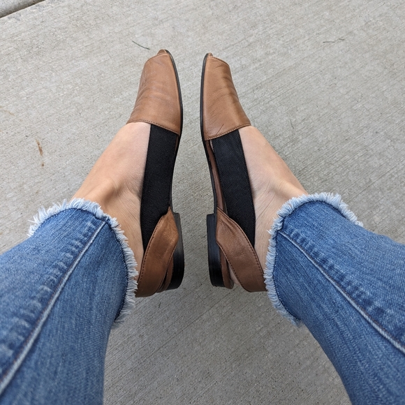 YVES SAINT LAURENT Brown Leather Black Sandals Shoes Slingback Size 8 - Picture 4 of 10